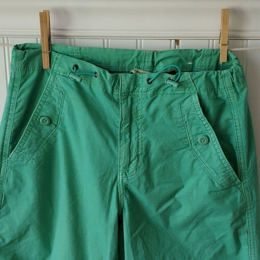 American Eagle XXS Snappy Stretch Low Rise Parachute Pants Green Baggy Y2K - Picture 4 of 12